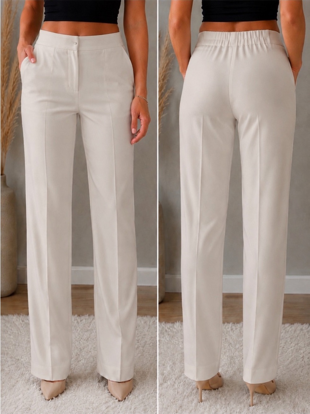 H&M White Full-Length Tailored Pants – Women’s US 4 (EUR 34) NWT